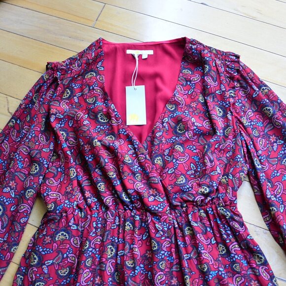 BODEN BECKY MIDI WRAP DRESS Winterberry Exotic Floral Size US 8R - Picture 4 of 15